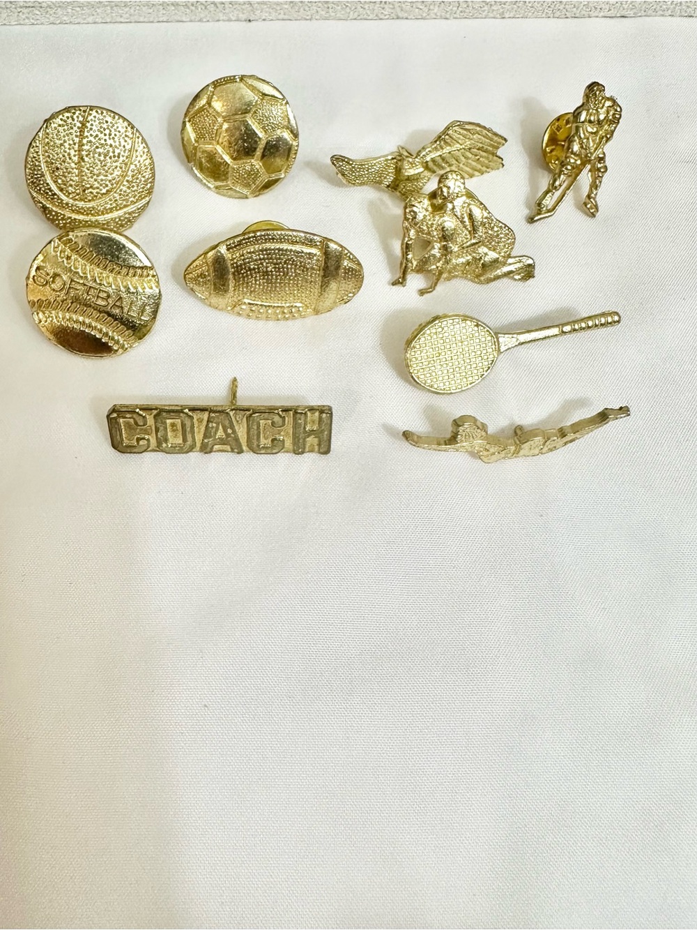 Vintage Gold Sports-Themed Lapel Pins Set - (10 pieces)